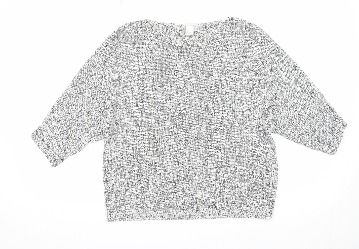 H&M Womens White Boat Neck Acrylic Pullover Jumper Size S