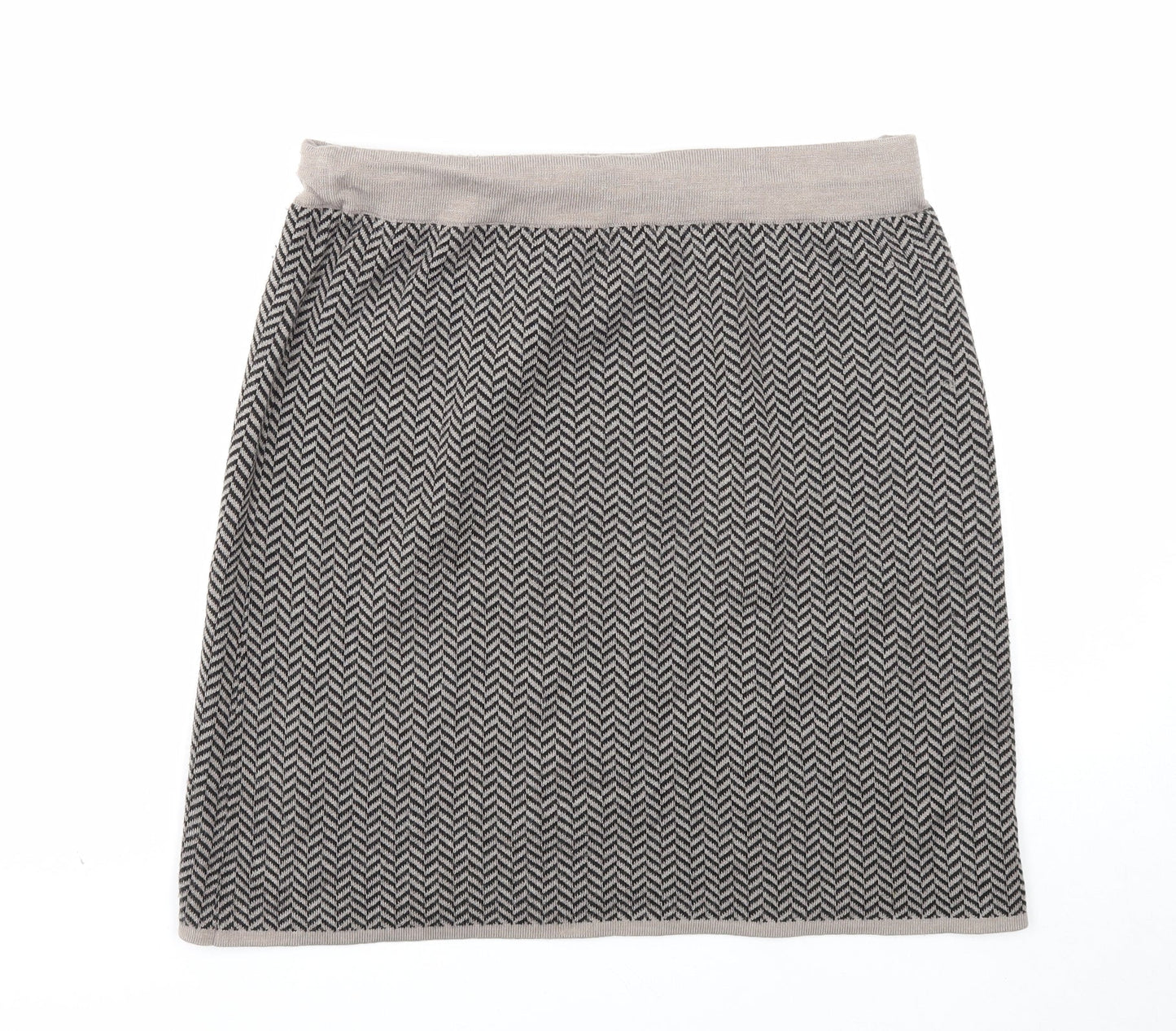 Adrienne Vittadini Womens Brown Herringbone Acrylic Straight & Pencil Skirt Size L