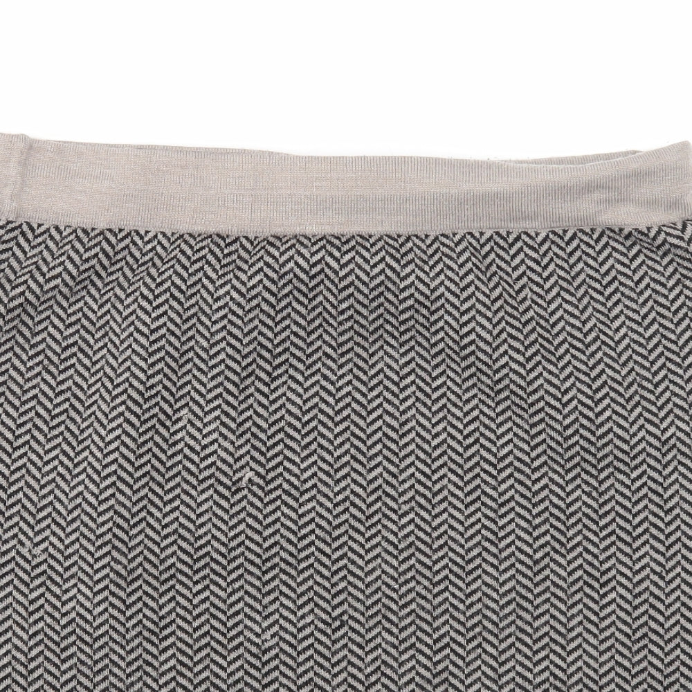 Adrienne Vittadini Womens Brown Herringbone Acrylic Straight & Pencil Skirt Size L
