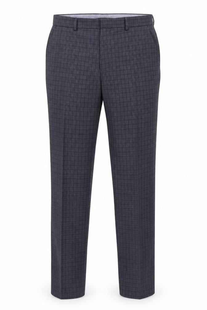 Preworn Mens Blue Plaid Polyester Dress Pants Trousers Size 34 in L33 in Regular Zip