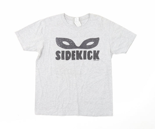 Gildan Boys Grey Polyester Basic T-Shirt Size 12-13 Years Round Neck Pullover - Sidekick, 12-14 Years