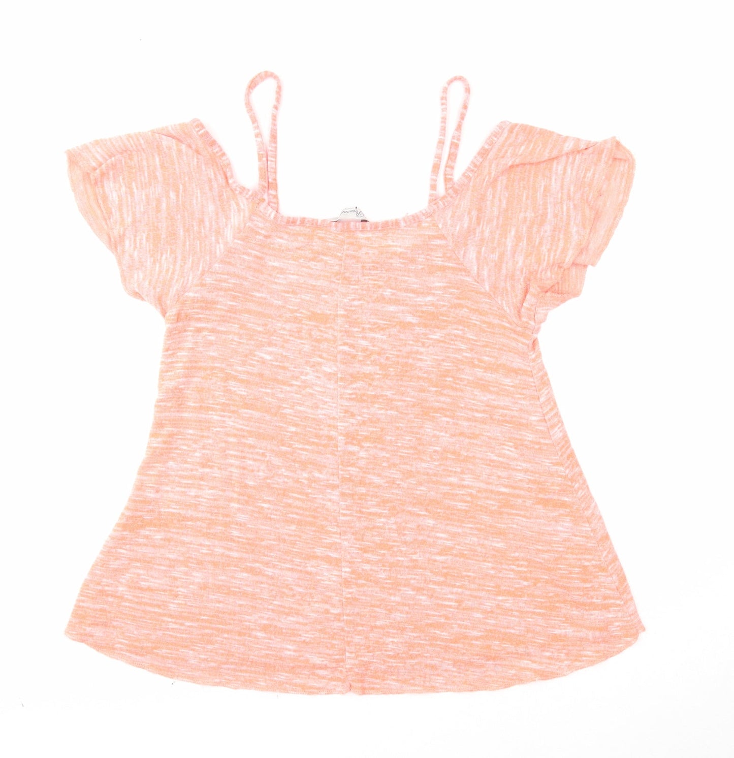Peacocks Womens Orange Polyester Basic Blouse Size 10 V-Neck - Cold Shoulder