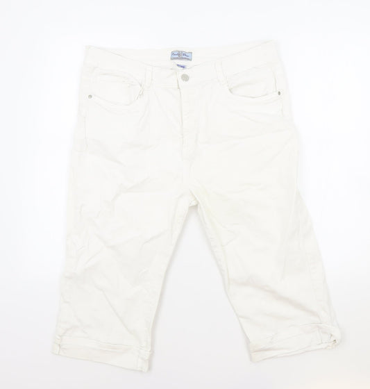 Pamlo Due Womens White Cotton Straight Jeans Size 34 in Regular Zip