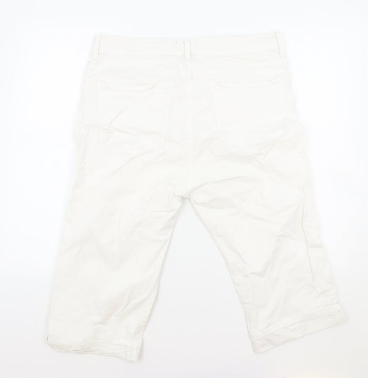 Pamlo Due Womens White Cotton Straight Jeans Size 34 in Regular Zip