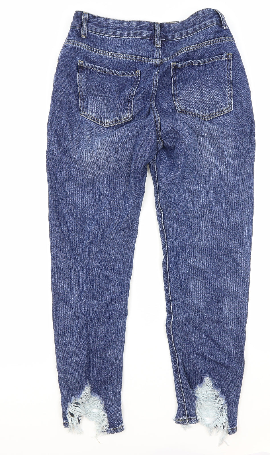 Preworn Womens Blue Cotton Straight Jeans Size L Regular Zip