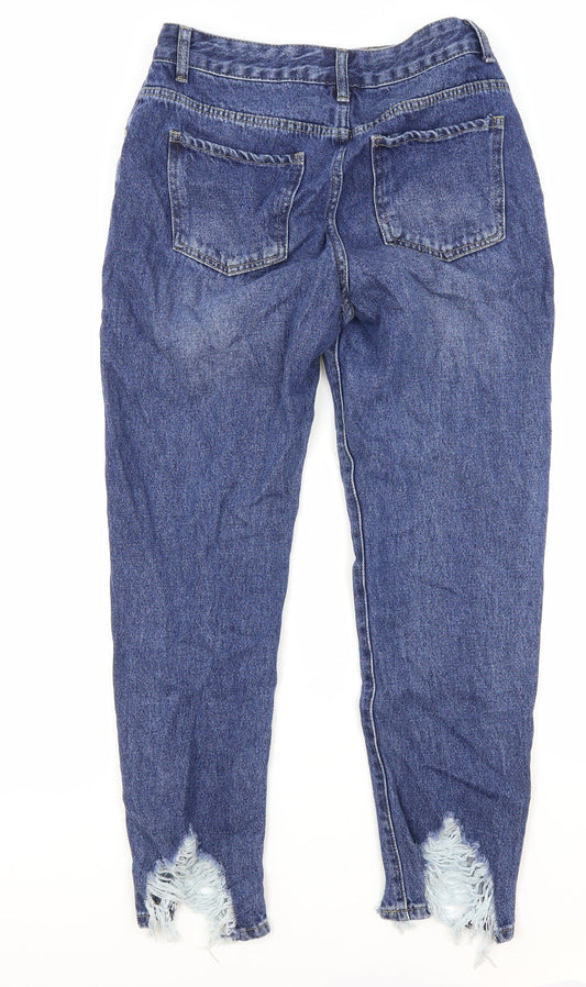 Preworn Womens Blue Cotton Straight Jeans Size L Regular Zip