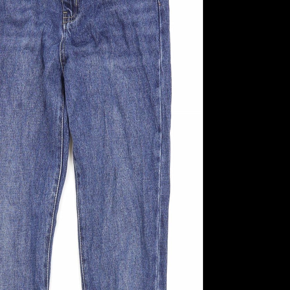 Preworn Womens Blue Cotton Straight Jeans Size L Regular Zip
