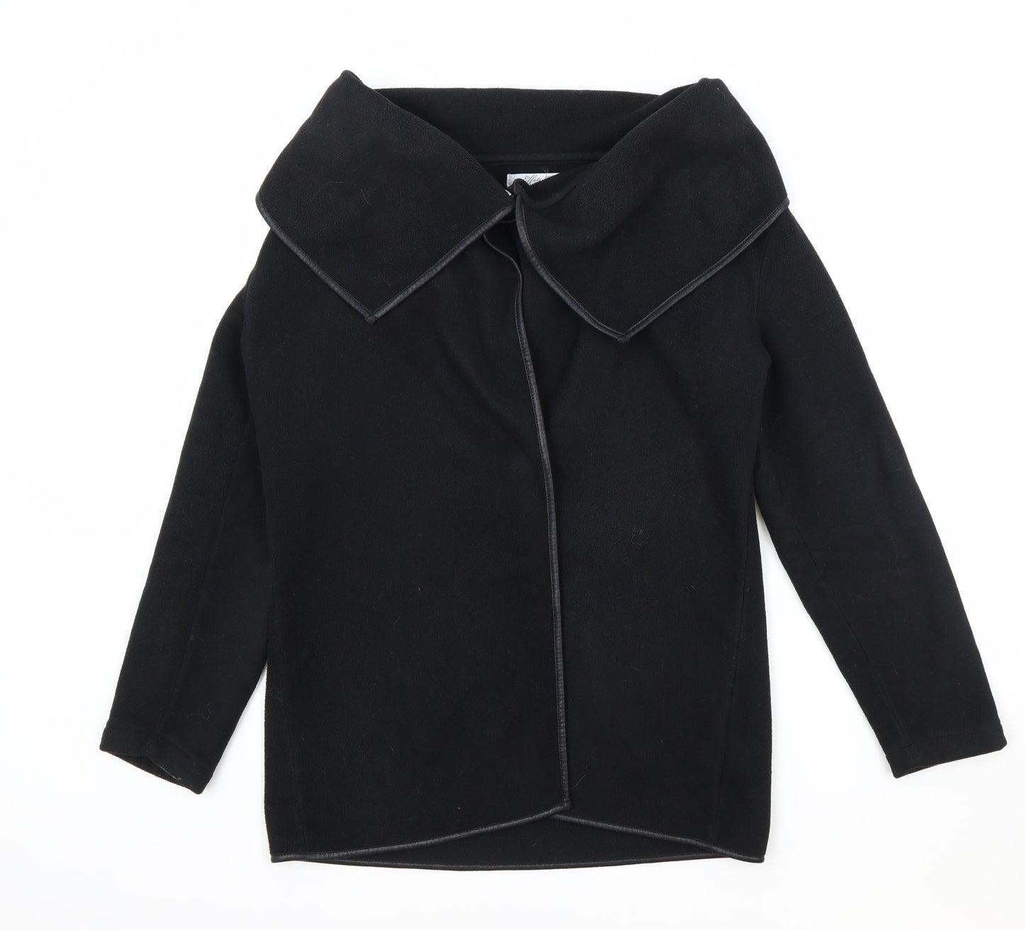 Effeti Moda Womens Black Collared Polyester Cardigan Jumper Size S