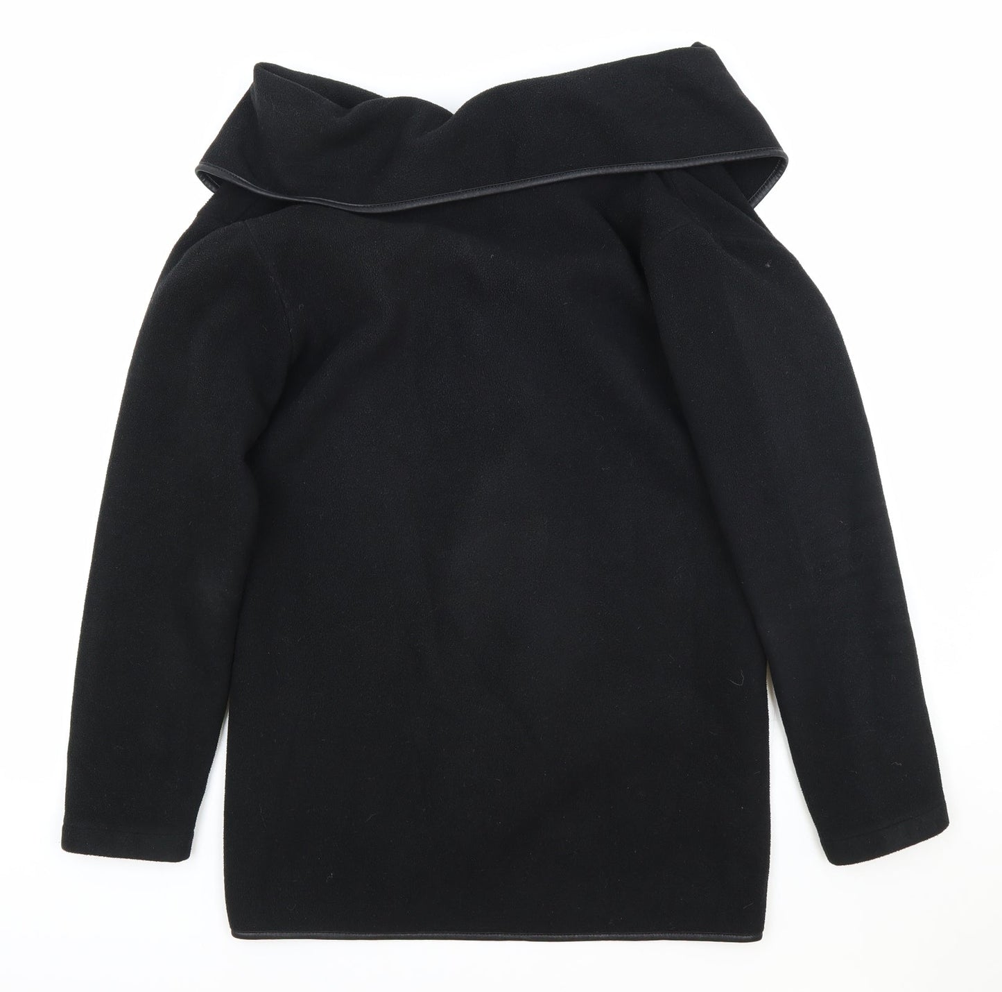 Effeti Moda Womens Black Collared Polyester Cardigan Jumper Size S