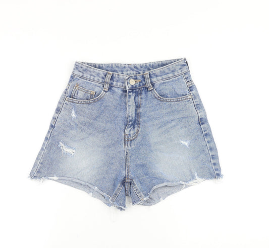 Style Lab Womens Blue Cotton Boyfriend Shorts Size S Regular Zip