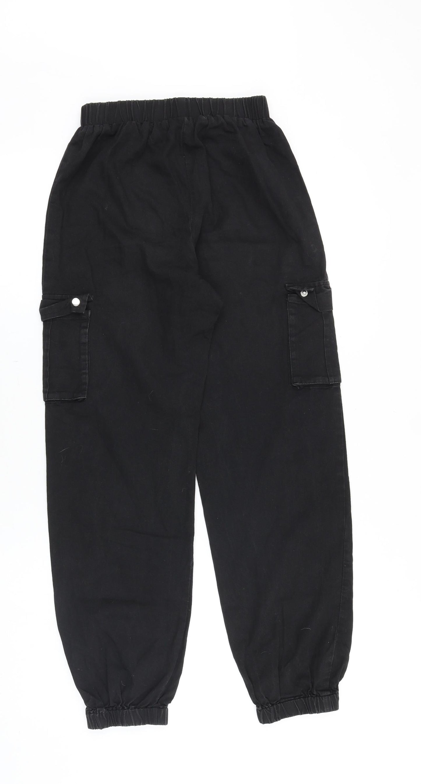 PRETTYLITTLETHING Womens Black Cotton Tapered Jeans Size 4 Regular
