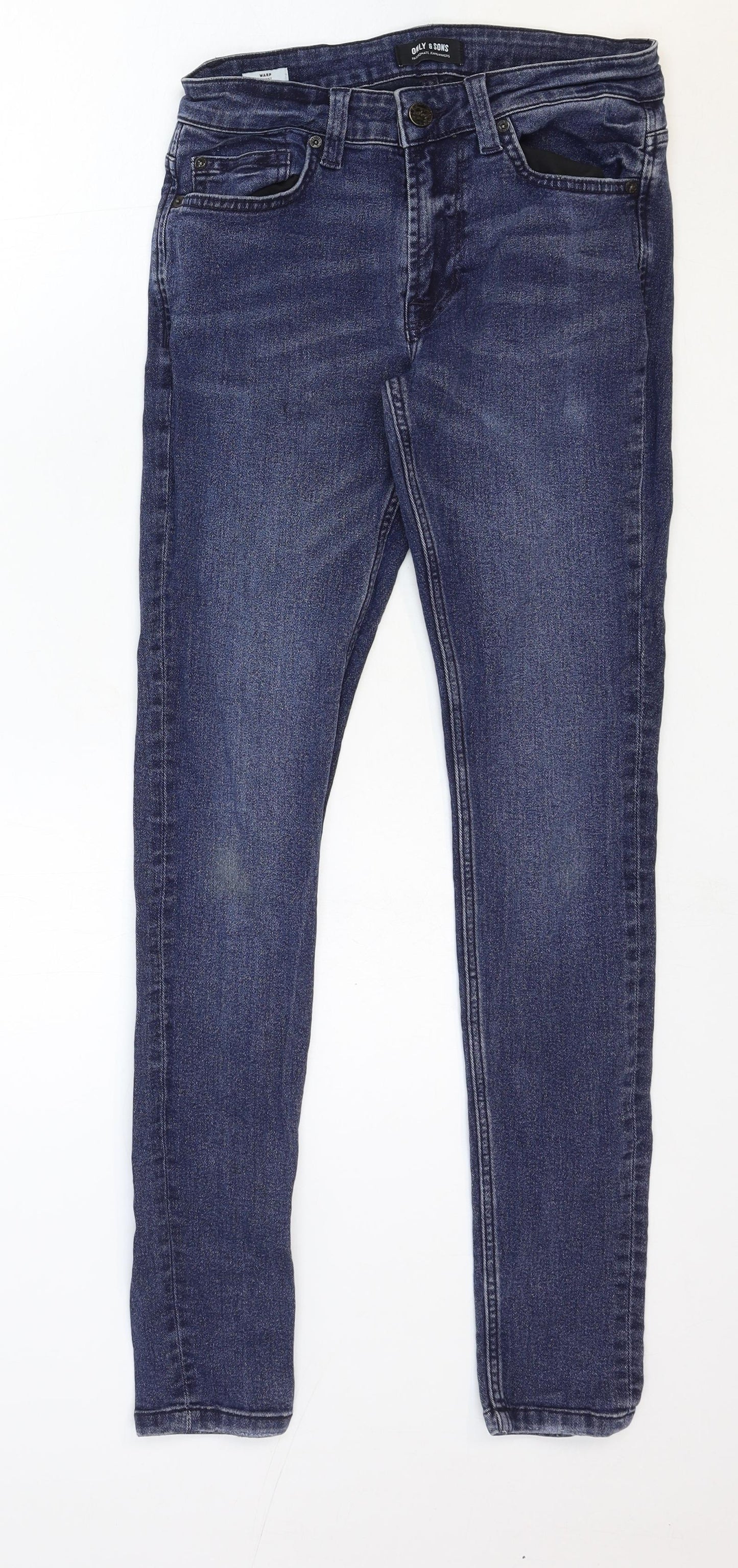 ONLY & SONS Womens Blue Cotton Skinny Jeans Size 28 in Regular Zip