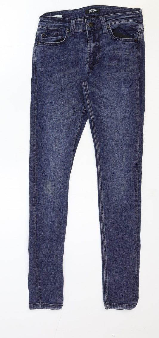 ONLY & SONS Womens Blue Cotton Skinny Jeans Size 28 in Regular Zip