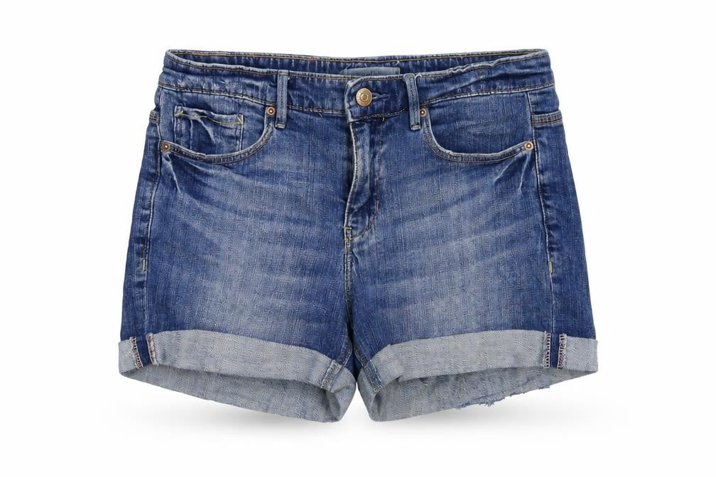 L.O.G.G Womens Blue Cotton Boyfriend Shorts Size 4 Regular Zip