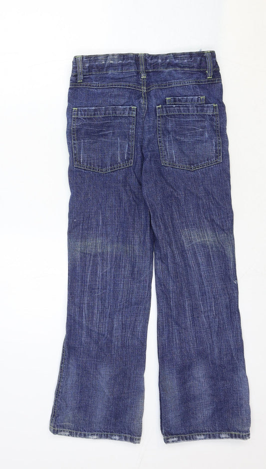 Demo Boys Blue Cotton Bootcut Jeans Size 9 Months Regular Zip