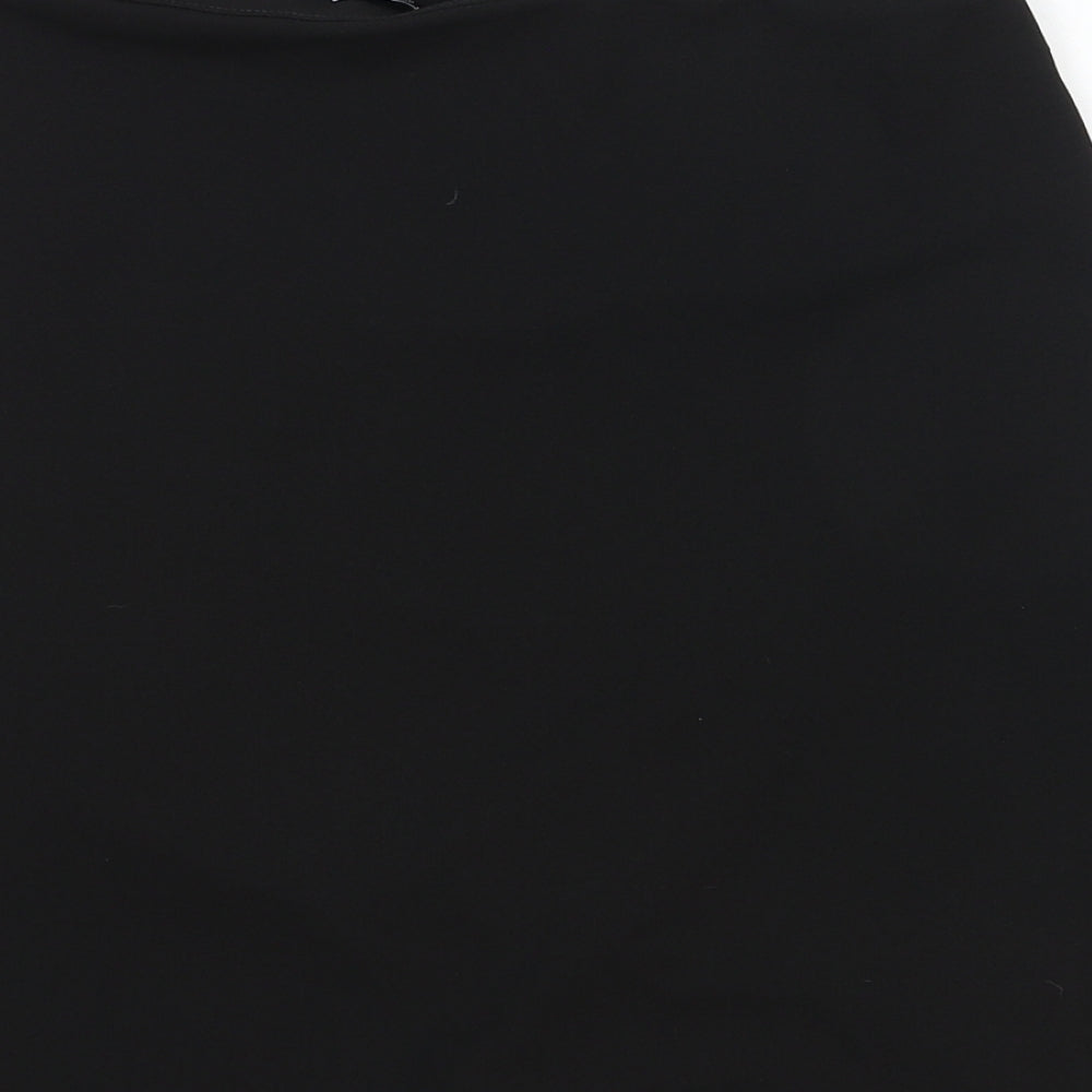 Zara Womens Black Viscose Straight & Pencil Skirt Size L Zip