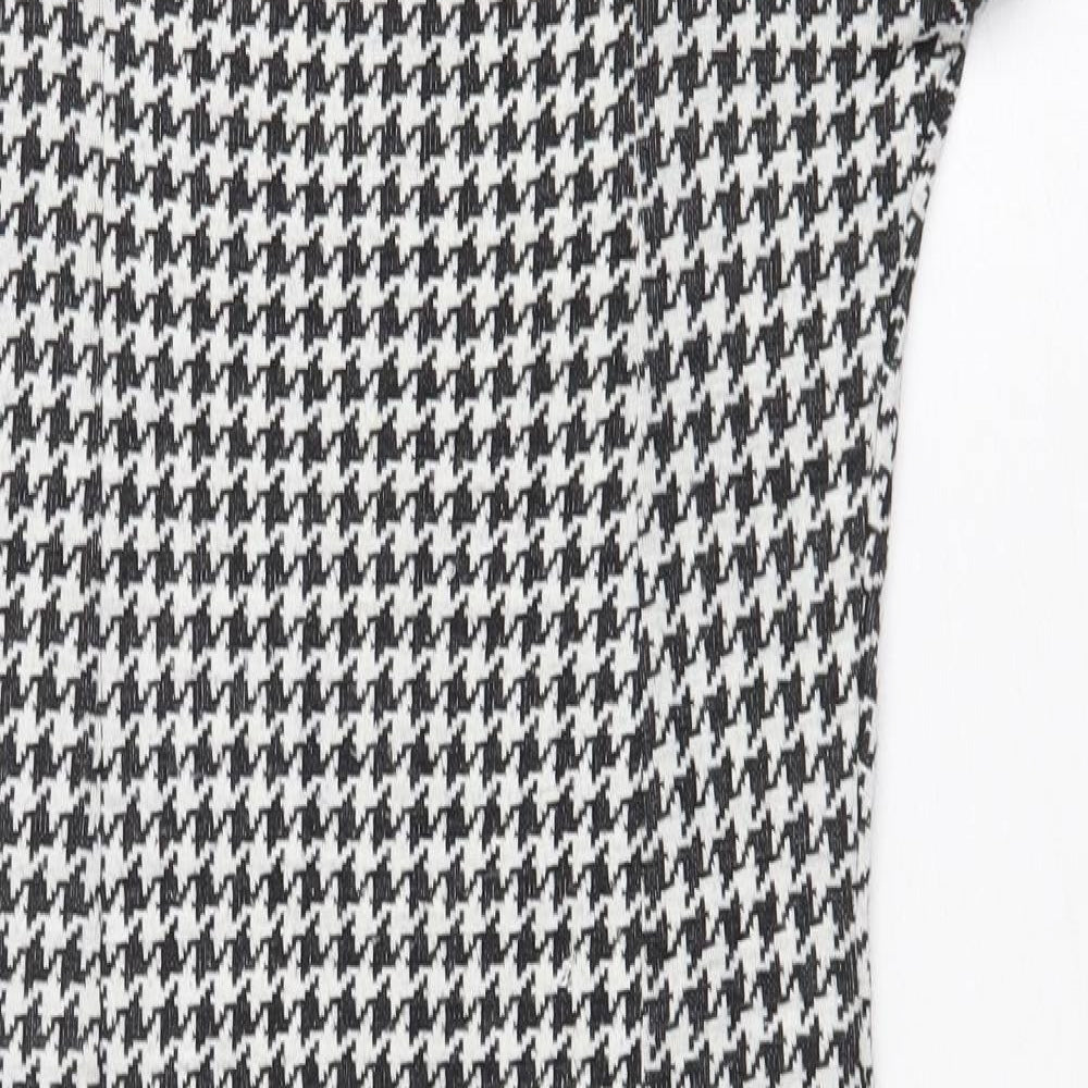 AMARANTO Womens White Geometric Acrylic Pencil Dress Size 10 Square Neck Pullover