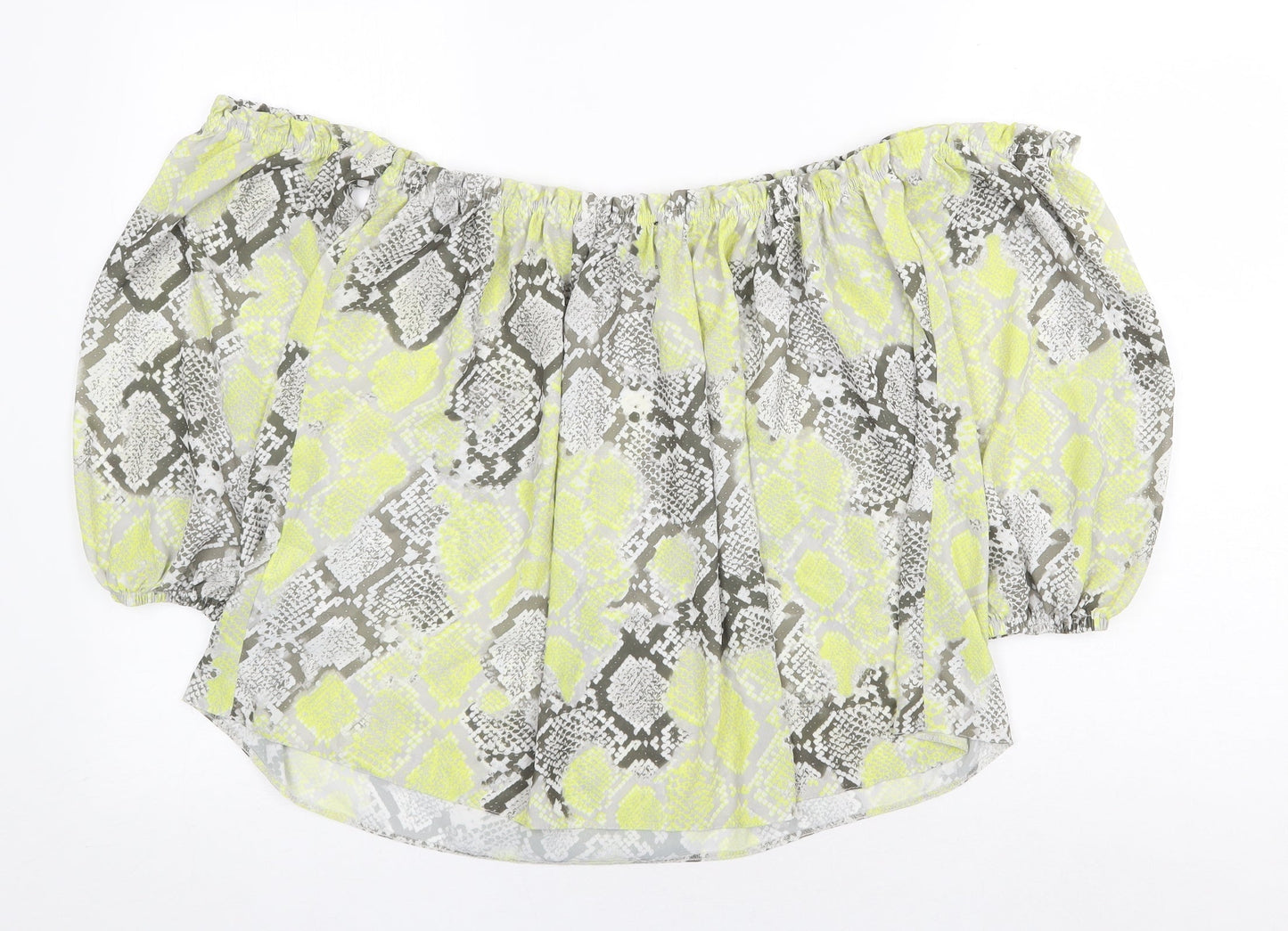 New Look Womens Yellow Animal Print Polyester Basic Blouse Size 16 Off the Shoulder - Snake Print