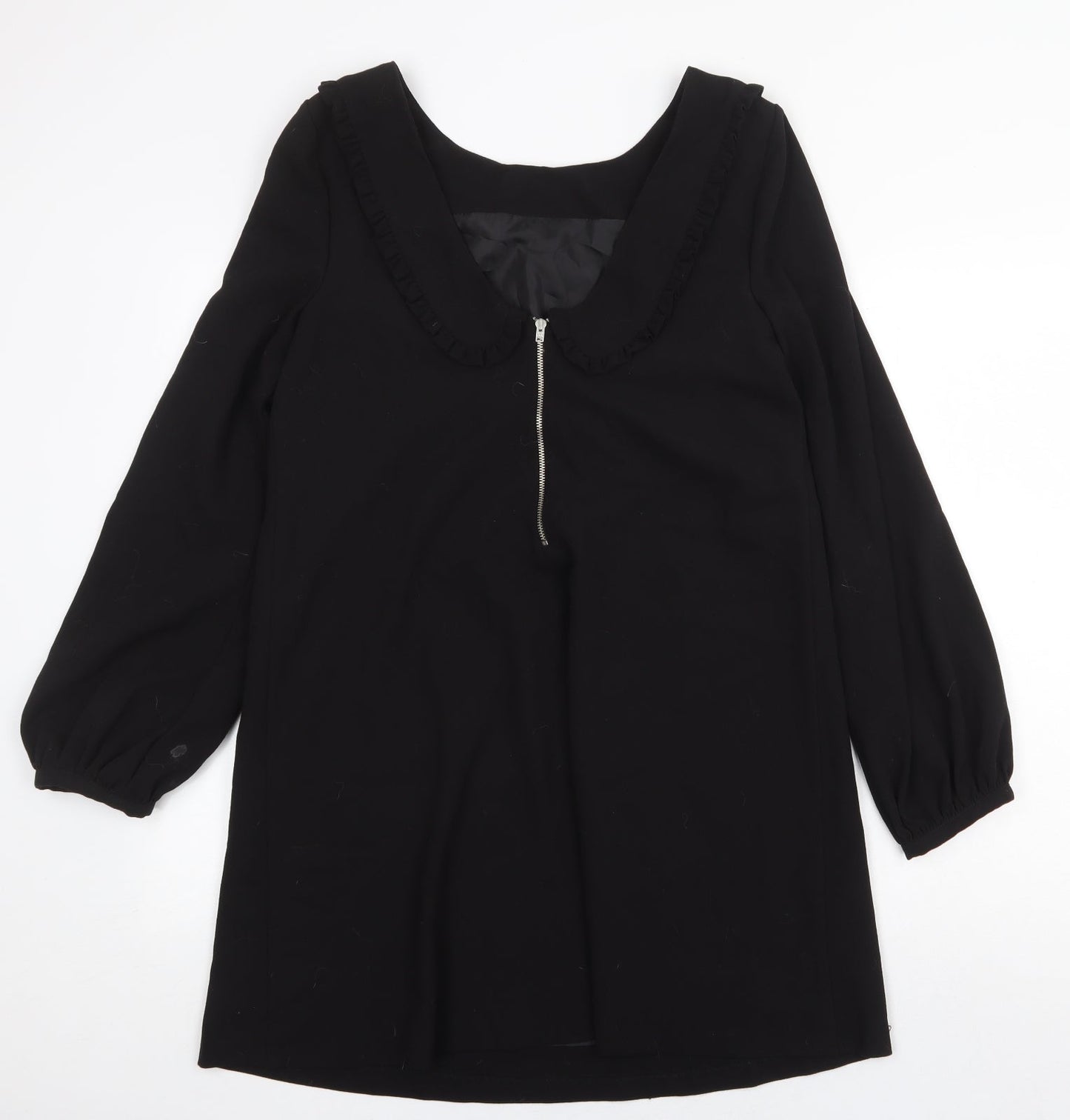 Warehouse Womens Black Polyester Trapeze & Swing Size 14 Collared Zip