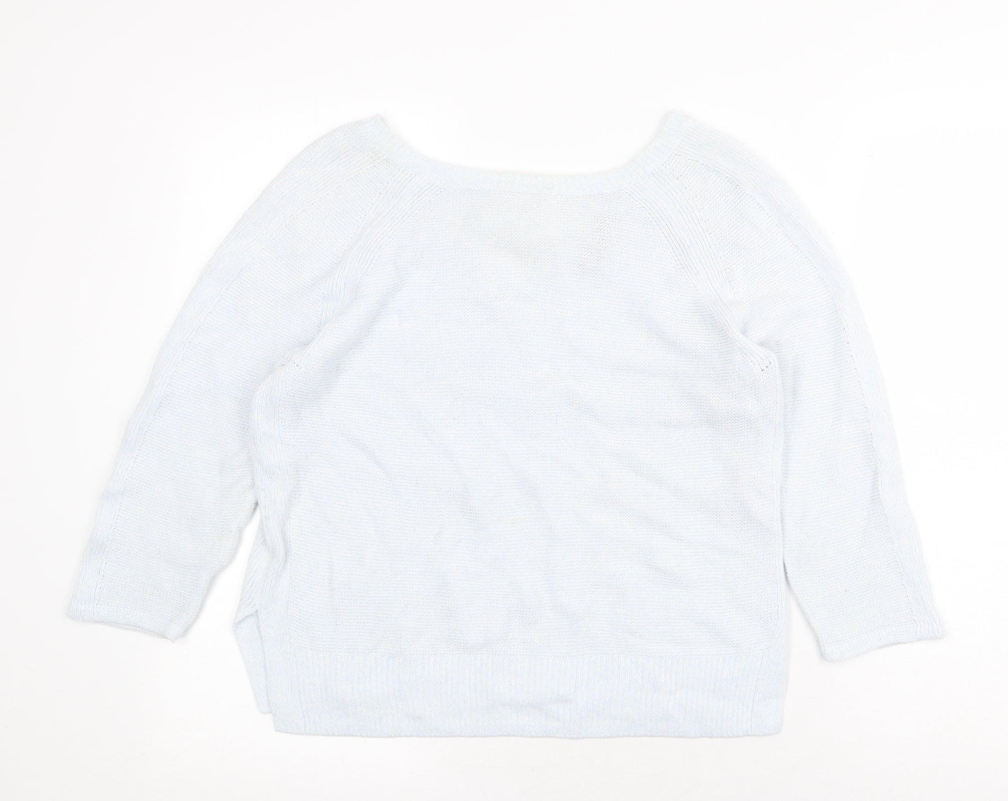 Mini Velvet Womens Blue Round Neck Cotton Pullover Jumper Size 10