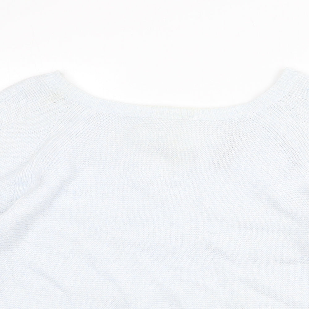 Mini Velvet Womens Blue Round Neck Cotton Pullover Jumper Size 10