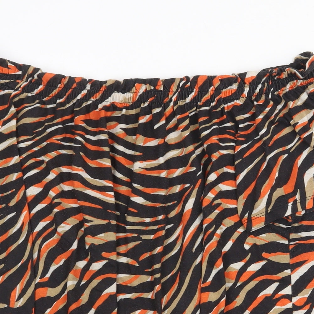 Peacocks Womens Multicoloured Animal Print Polyester Basic Blouse Size 14 Off the Shoulder - Tiger Print Bardot