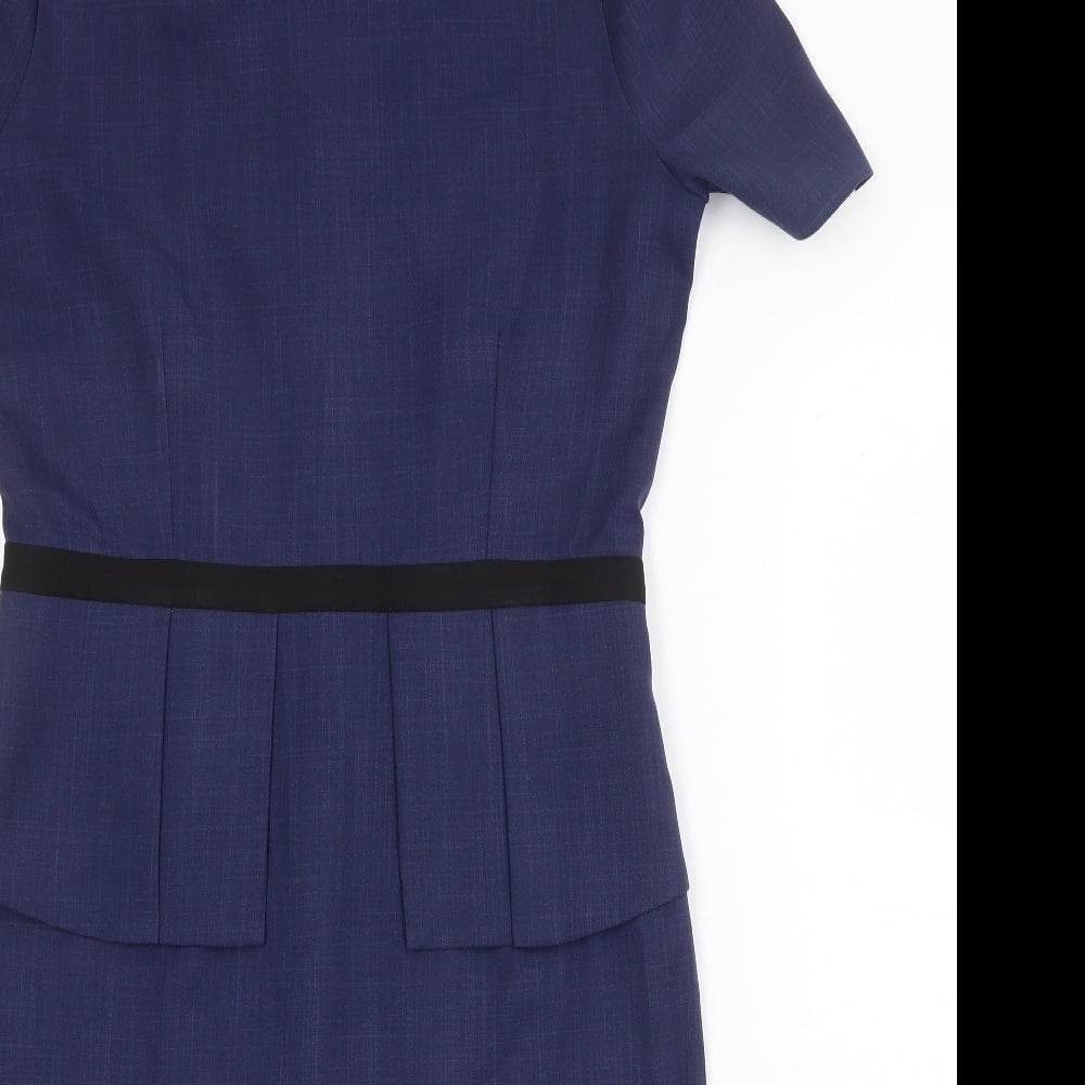 Florenceroby Womens Blue Polyester A-Line Size 10 Round Neck Zip