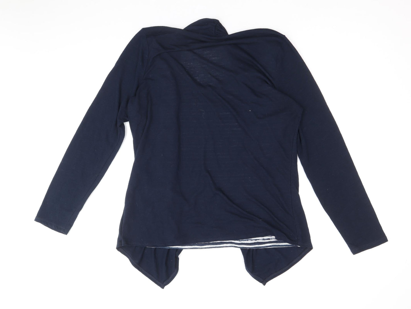 Marks and Spencer Womens Blue Scoop Neck Striped Polyester Pullover Jumper Size 12