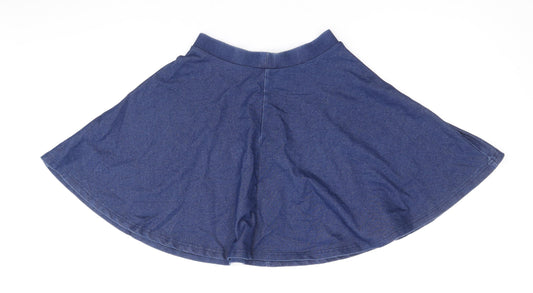 Topshop Womens Blue Cotton Skater Skirt Size 6