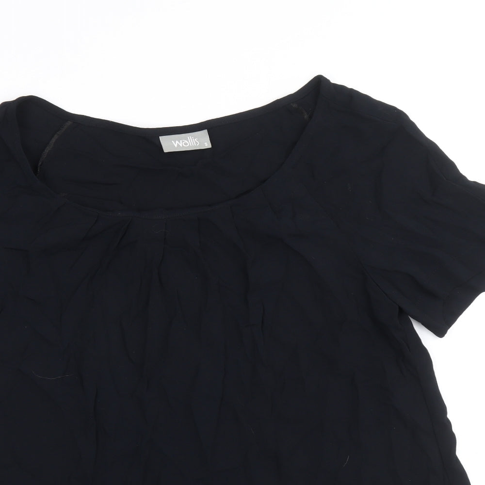 Wallis Womens Black Viscose Basic T-Shirt Size S Round Neck