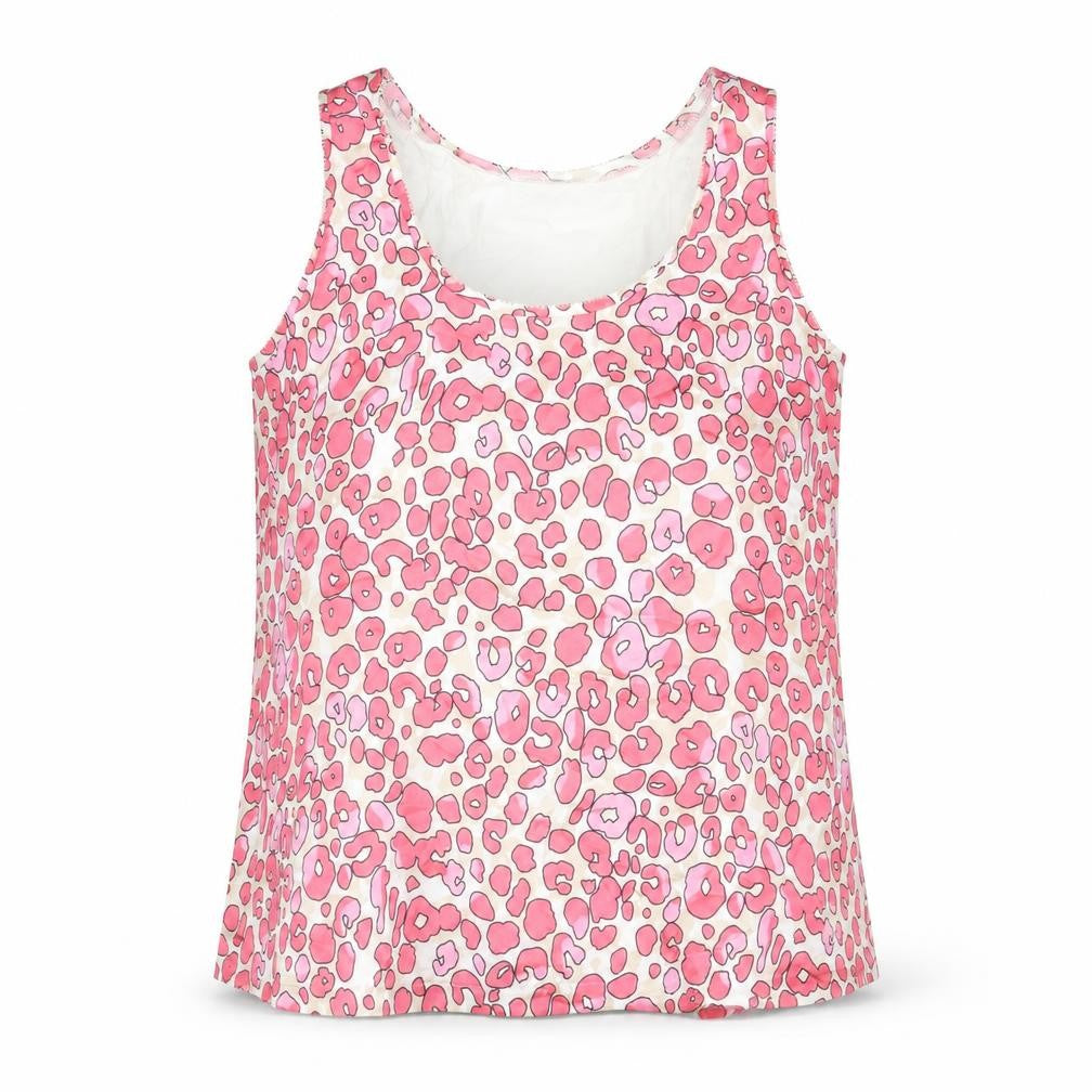 Marks and Spencer Womens Pink Animal Print Polyester Basic Tank Size 8 Scoop Neck - Leopard Print