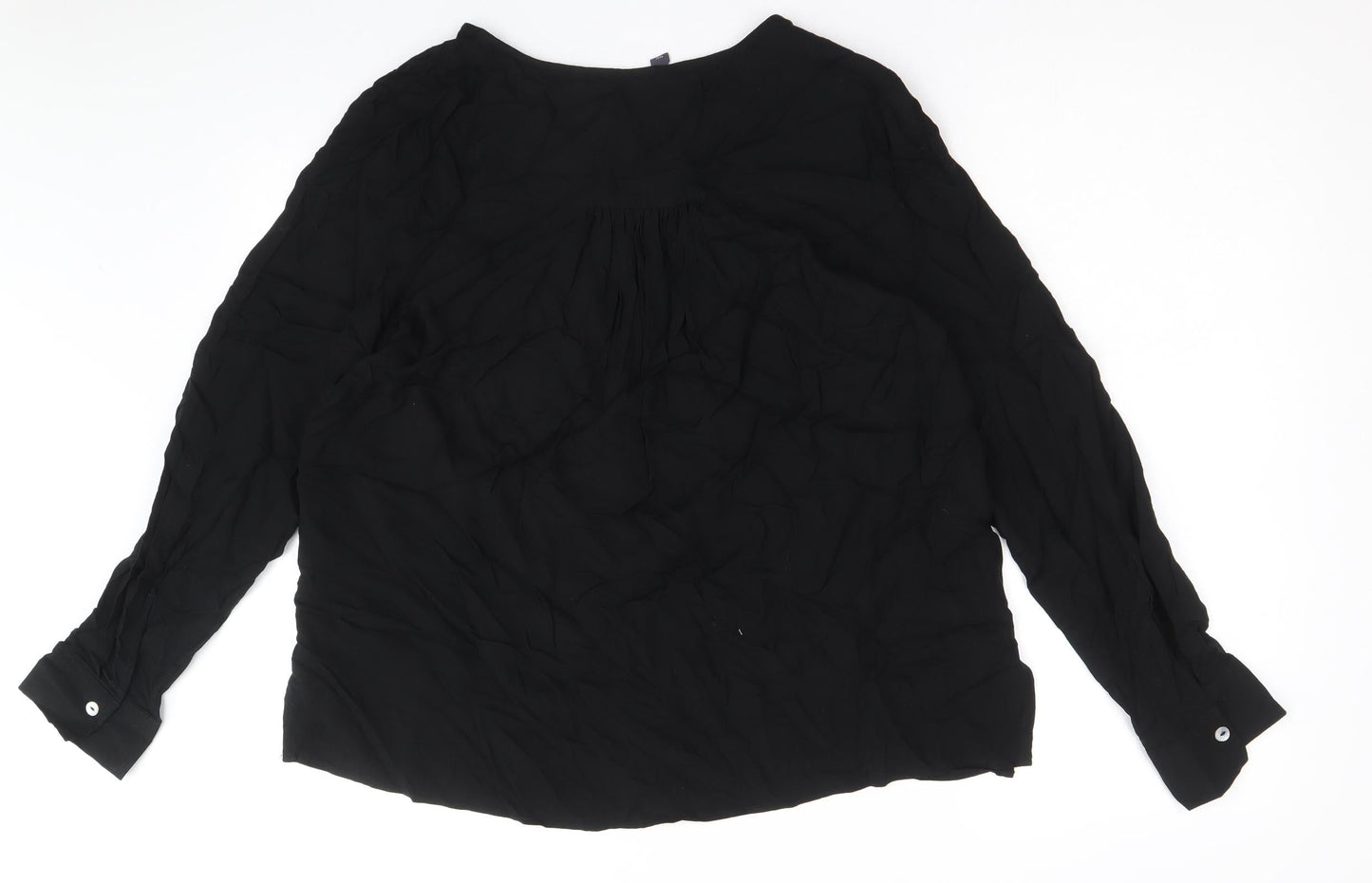 Marks and Spencer Womens Black Camel Basic Blouse Size 10 Boat Neck - Tie Neck Detail
