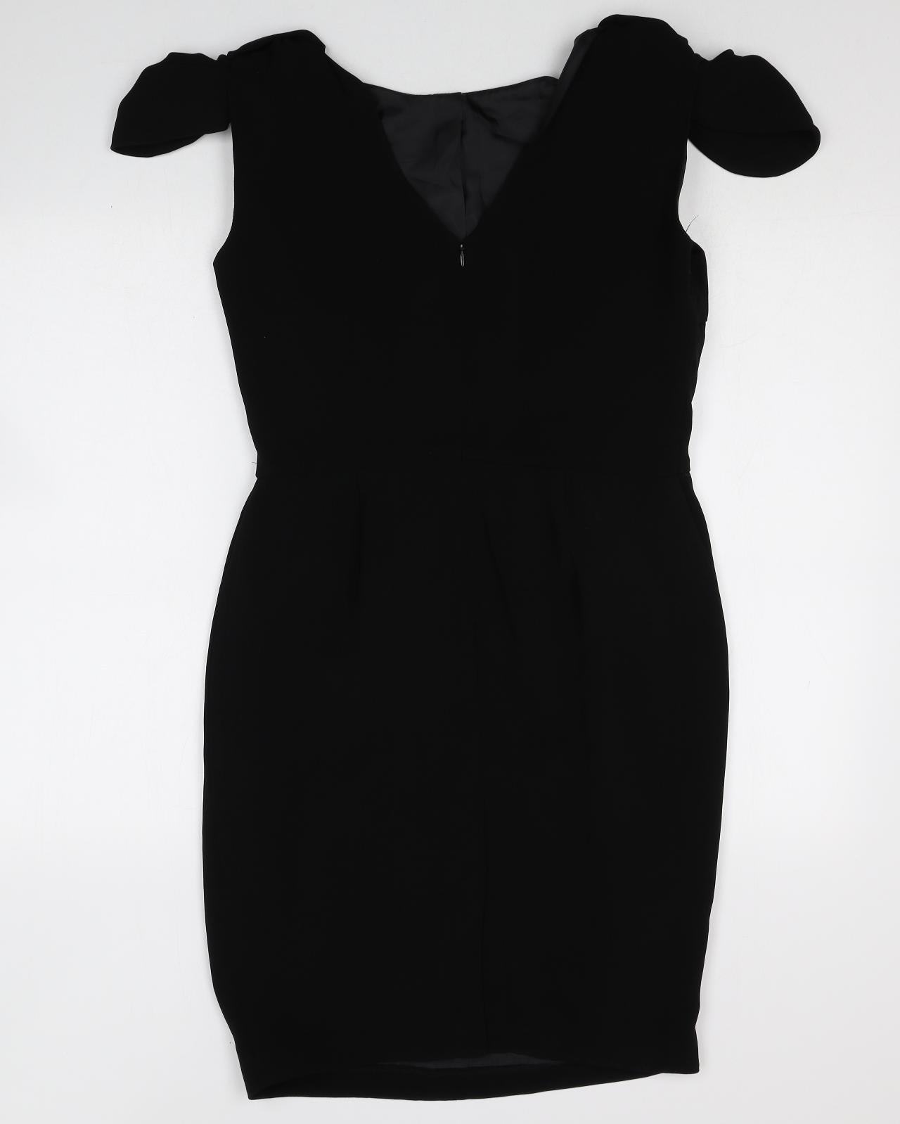Marks and Spencer Womens Black Polyester Bodycon Size 12 Square Neck Zip