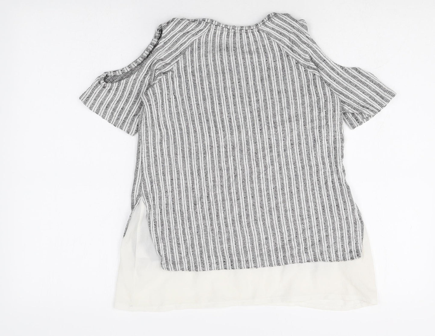 Papaya Womens Grey Viscose Basic Blouse Size 8 Round Neck - Cold Shoulder