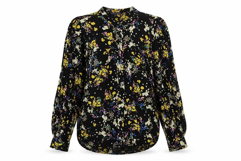 Marks and Spencer Womens Multicoloured Floral Viscose Basic Button-Up Size 8 Round Neck