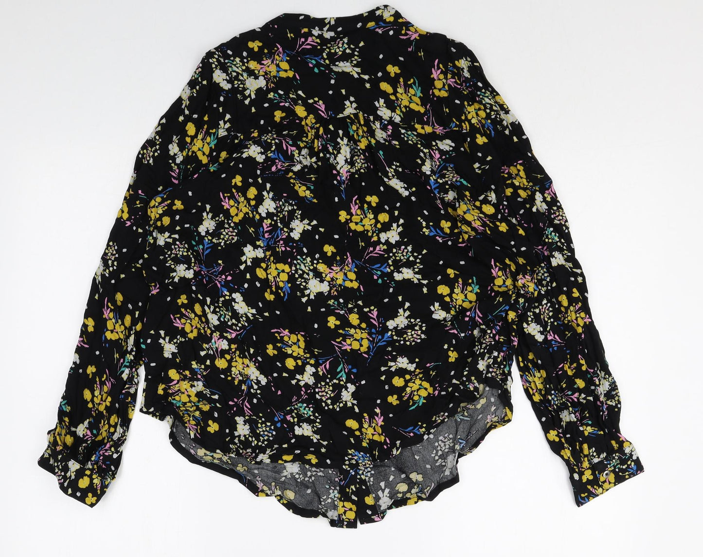 Marks and Spencer Womens Multicoloured Floral Viscose Basic Button-Up Size 8 Round Neck