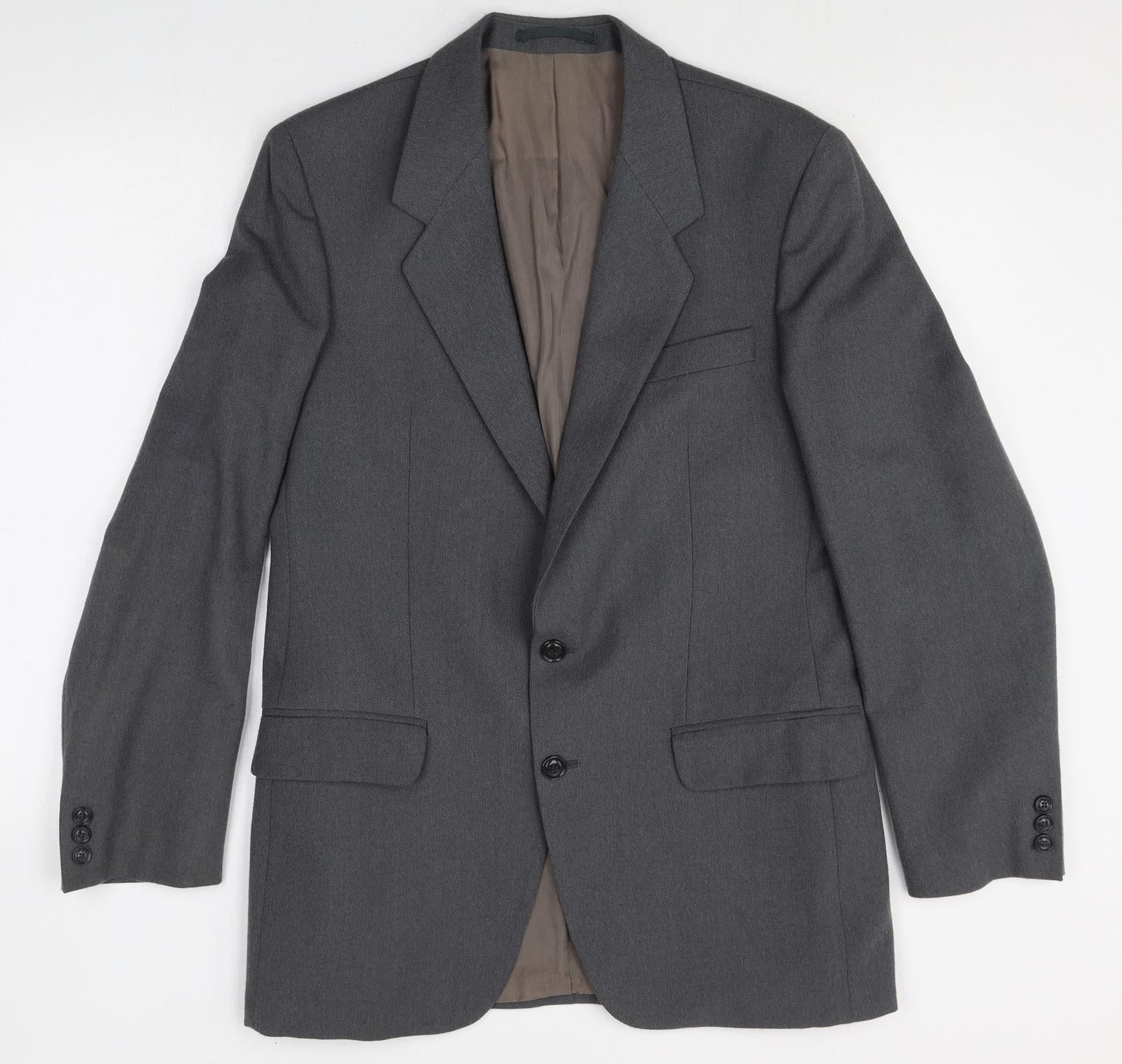 Preworn Mens Grey Polyester Jacket Suit Jacket Size 40 Regular