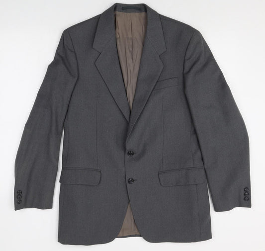 Preworn Mens Grey Polyester Jacket Suit Jacket Size 40 Regular