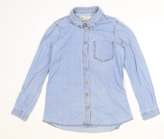 ASOS Womens Blue 100% Cotton Basic Button-Up Size 8 Collared
