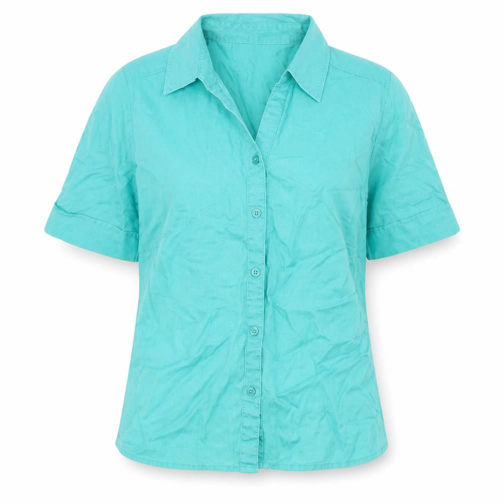Marks and Spencer Womens Blue Lyocell Basic Button-Up Size 12 Collared