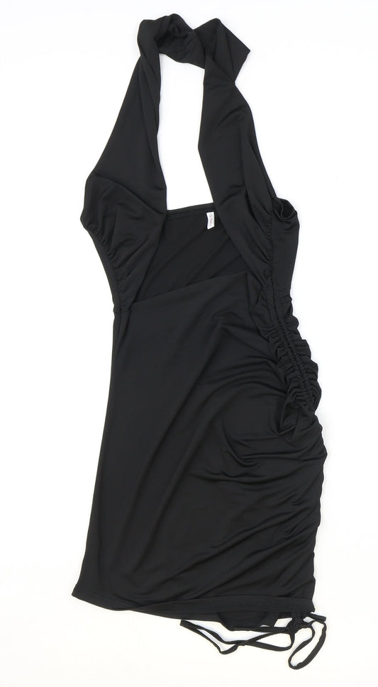 D&M Womens Black Polyester Mini Size S Halter Pullover