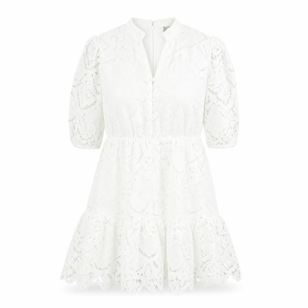 Front view of ASOS women’s ivory polyester a-line, size 4XL, v-neck zip