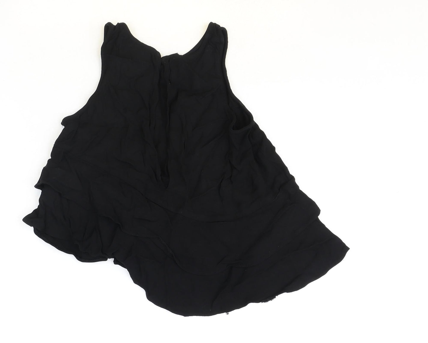 H&M Womens Black Viscose Basic Tank Size 8 Scoop Neck - Asymmetric