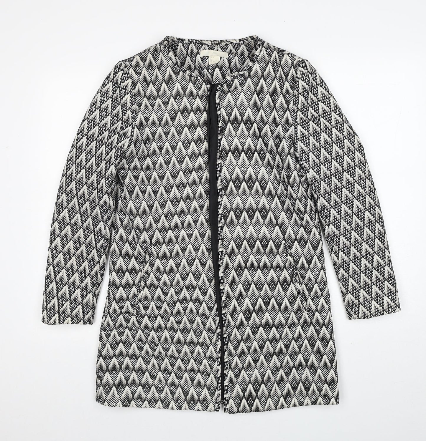 H&M Womens Black Geometric Jacket Blazer Size 8