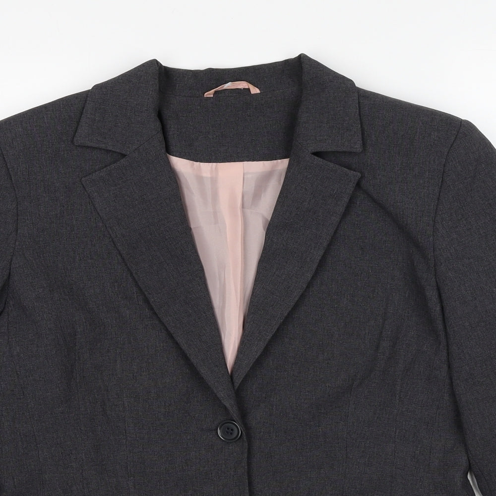 New Look Womens Grey Jacket Blazer Size 12 Button