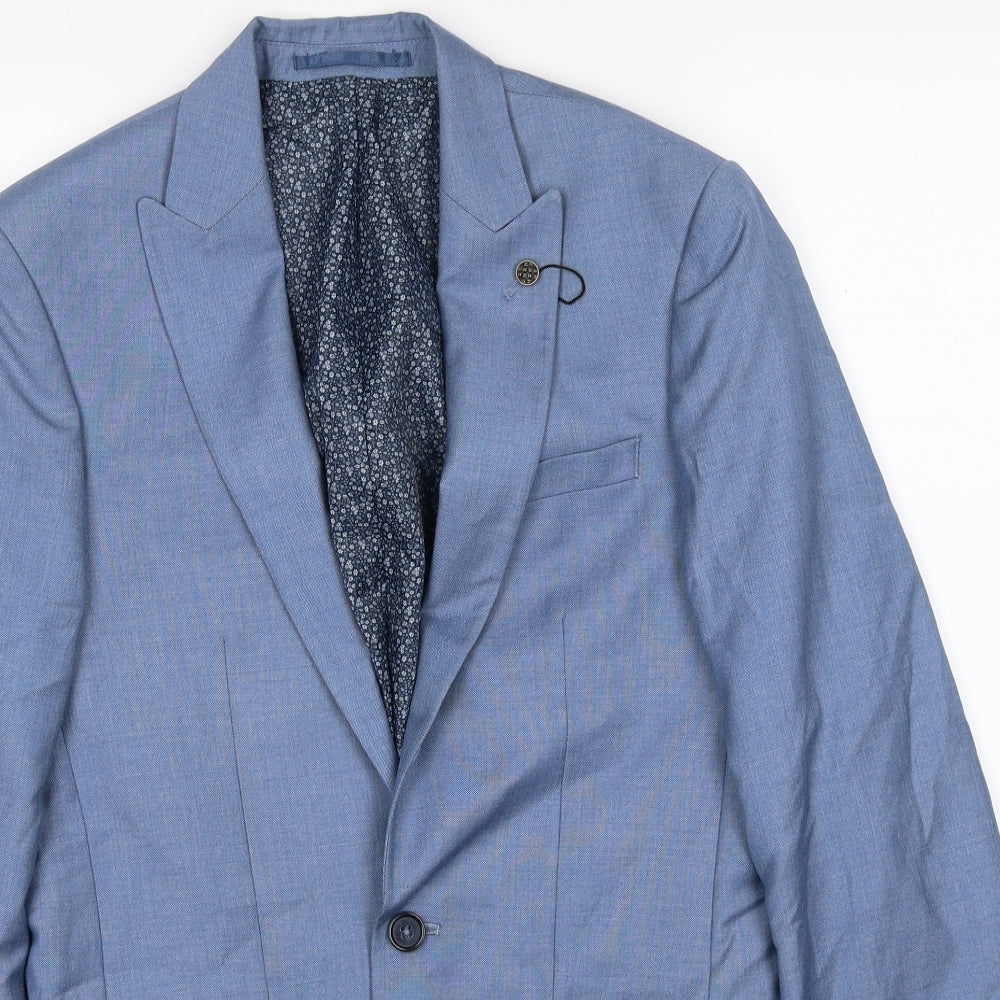 Cedar Wood State Mens Blue Polyester Jacket Suit Jacket Size 36 Regular