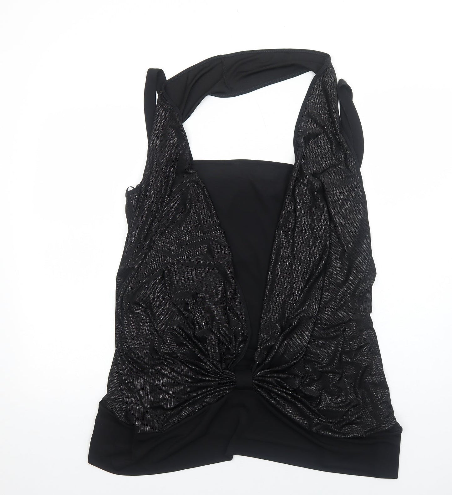 Yours Womens Black Polyamide Basic Blouse Size L Halter - Ruched Front