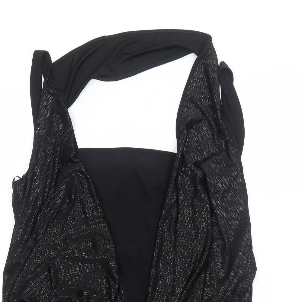 Yours Womens Black Polyamide Basic Blouse Size L Halter - Ruched Front