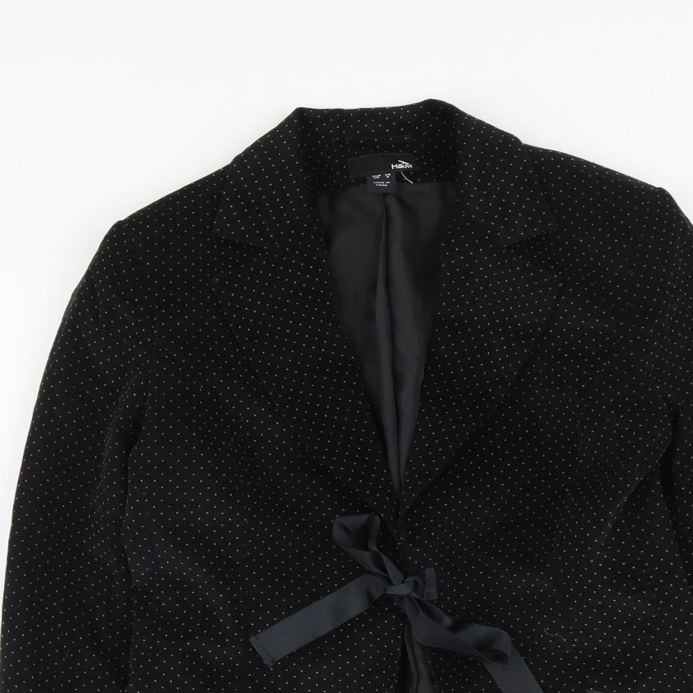 H&M Womens Black Polyester Jacket Blazer Size 10