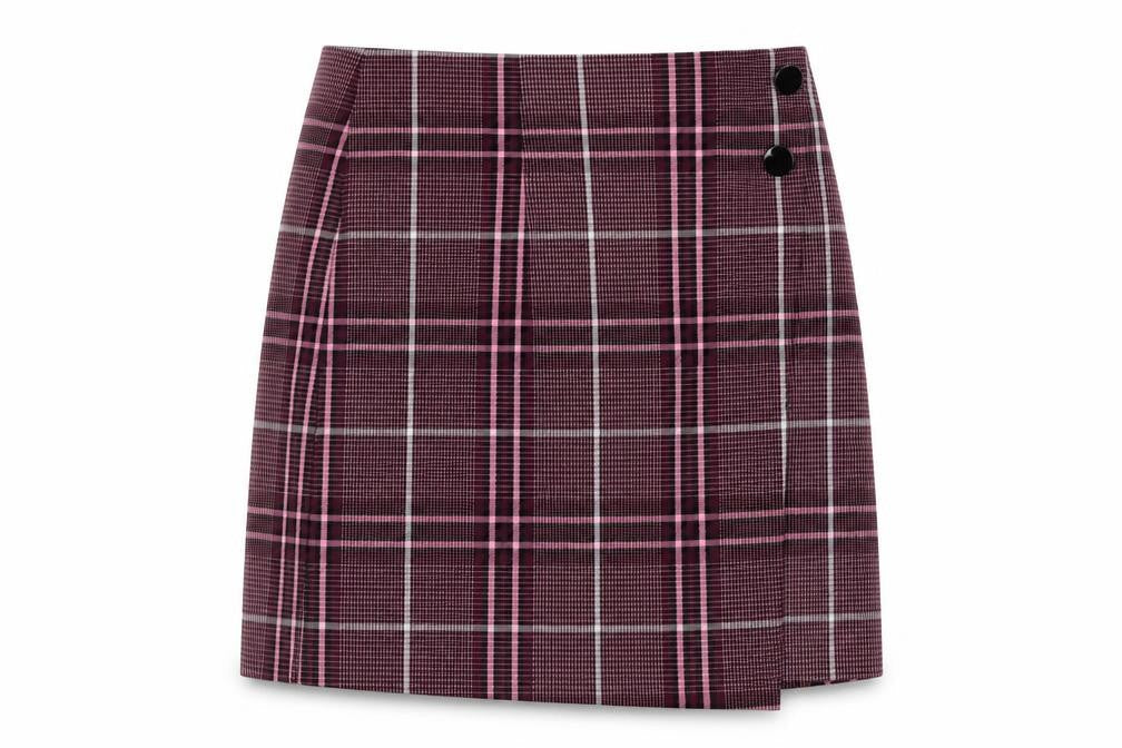 Marks and Spencer Womens Purple Plaid Polyester Straight & Pencil Skirt Size 32 in Zip